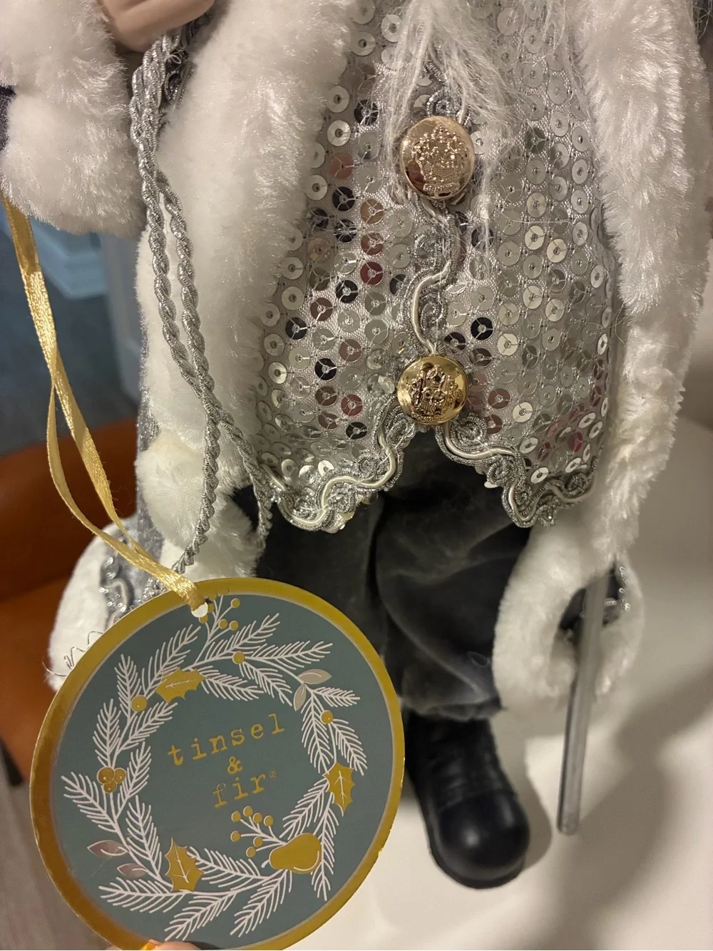 Silver & White Holiday Santa Figurine - Elegant Seasonal Decor